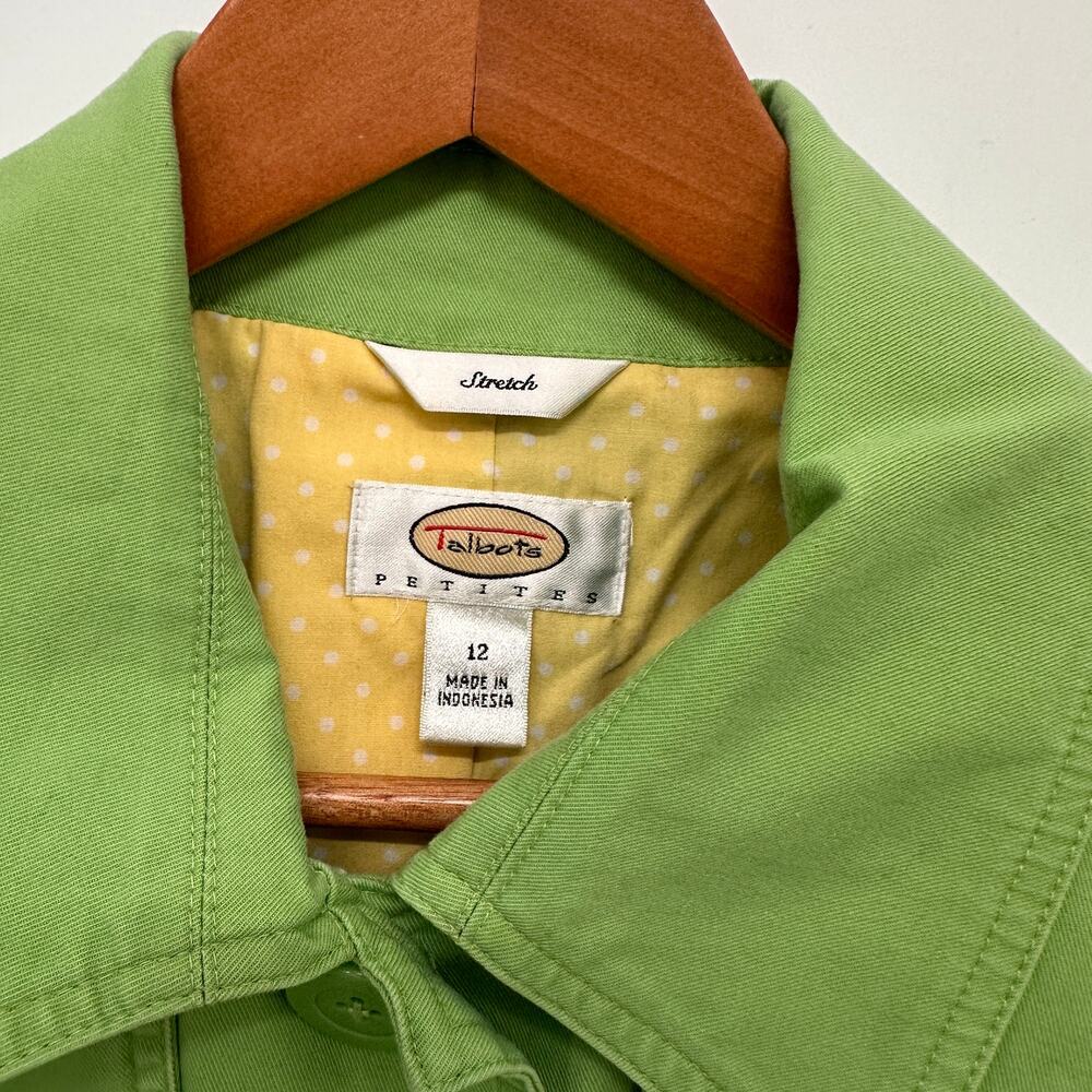 TALBOTS Green Collared Spring Blazer Jacket // 12 Petite - Picture 4 of 9